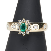 K18YG イエローゴールド エメラルド ダイヤ0.10ct リング 指輪 レディース 11.5号 【中古】